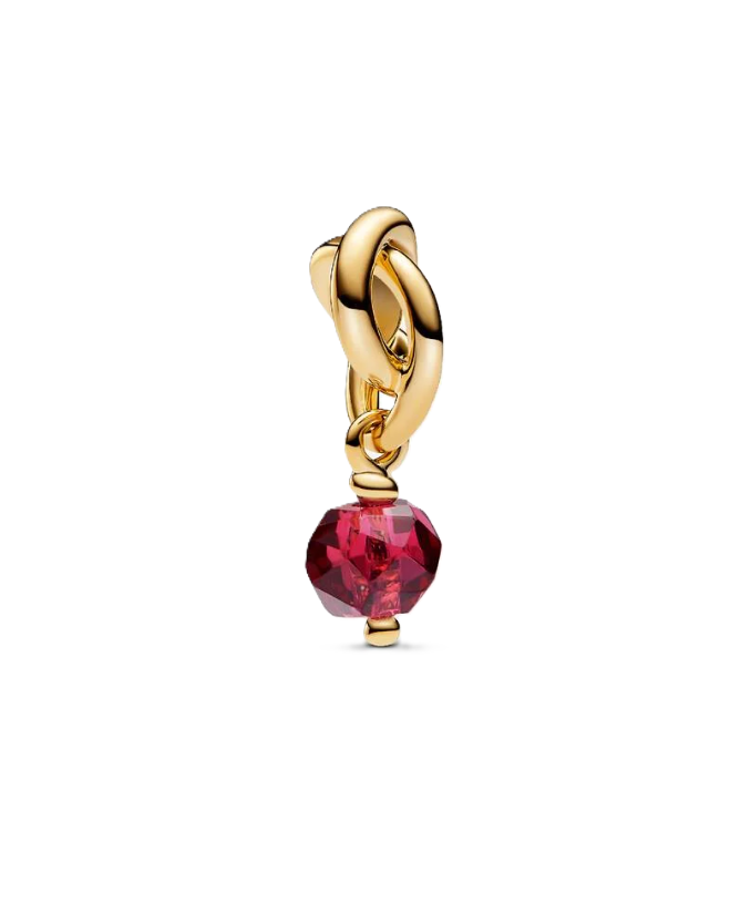Pandora True Red Crystal Triple Knot Dangle Charm in 14K Gold Plating