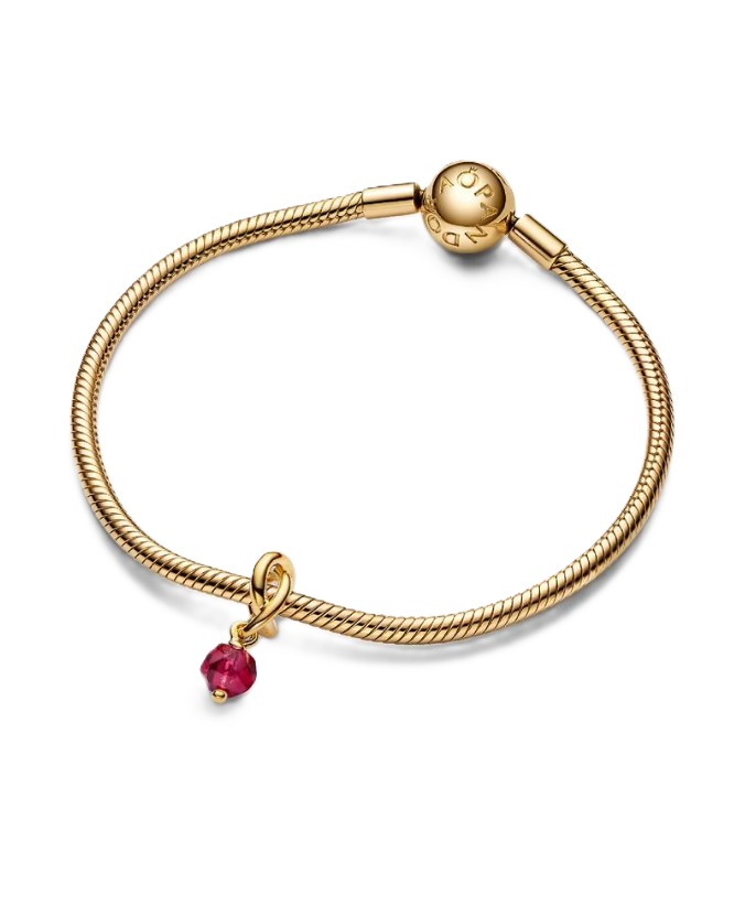 Pandora True Red Crystal Triple Knot Dangle Charm in 14K Gold Plating