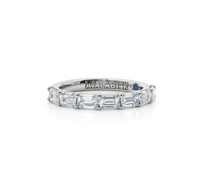Emerald Cut Lab-Grown Diamond Band | 14K White Gold | 1.50 CTW | Shared Prong Eternity Style - Brownee Jewelers