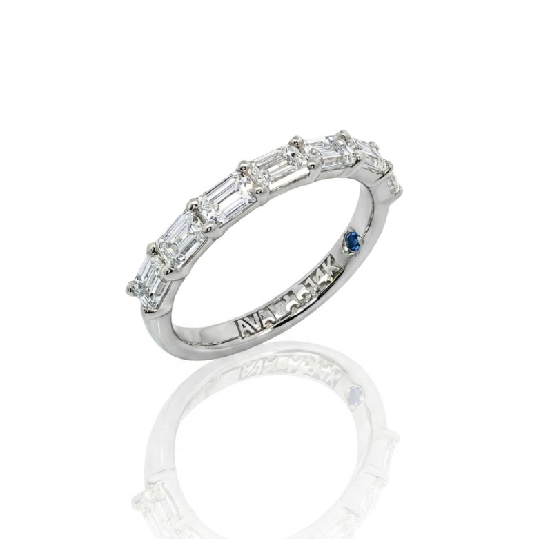 Emerald Cut Lab-Grown Diamond Band | 14K White Gold | 1.50 CTW | Shared Prong Eternity Style - Brownee Jewelers