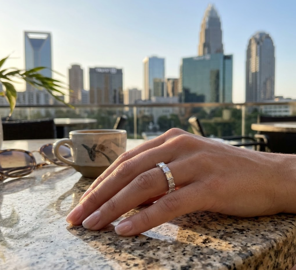 Emerald Cut Lab-Grown Diamond Band | 14K White Gold | 1.50 CTW | Shared Prong Eternity Style - Brownee Jewelers