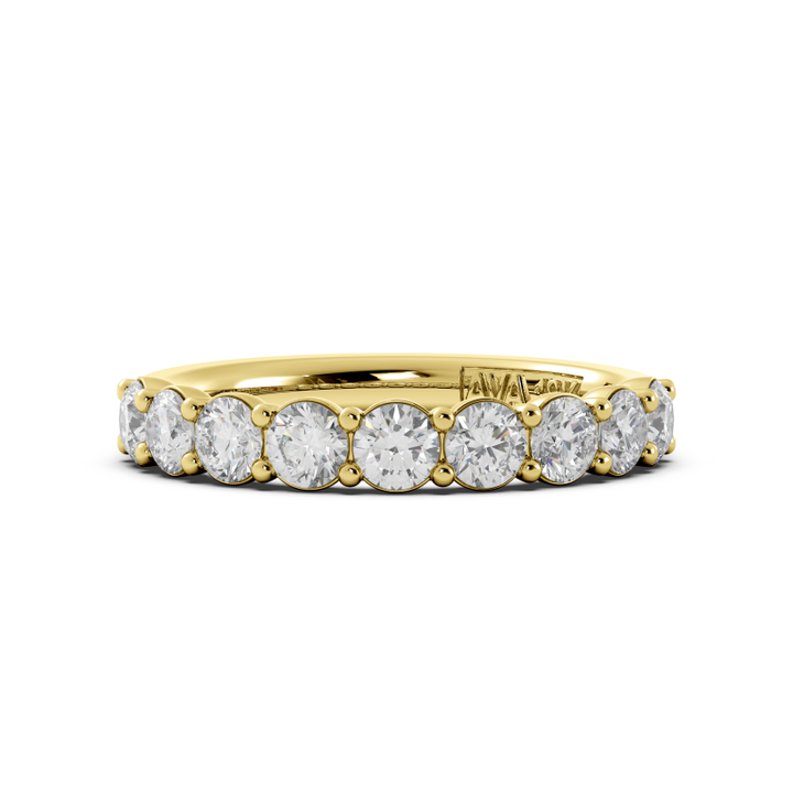 Round Lab-Grown Diamond Halfway Band | 14K Yellow Gold | 1.00 ctw | Shared Prong Setting | Wedding Band - Brownee Jewelers