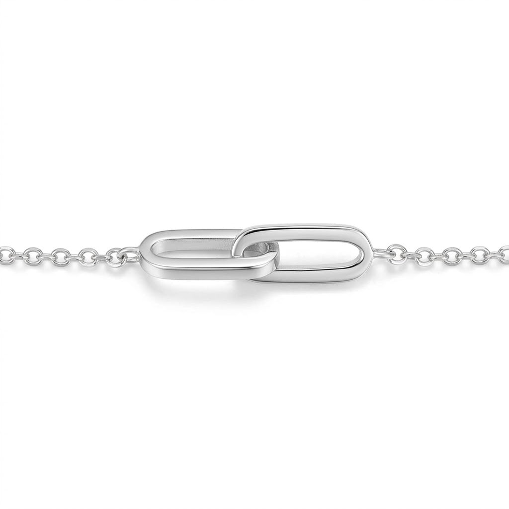 6.5 Inch Sterling Silver Double Link Rolo Adjustable Bracelet from the Simplicity Collection