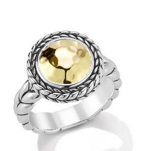 sterling silver and 14kt yellow gold ring 