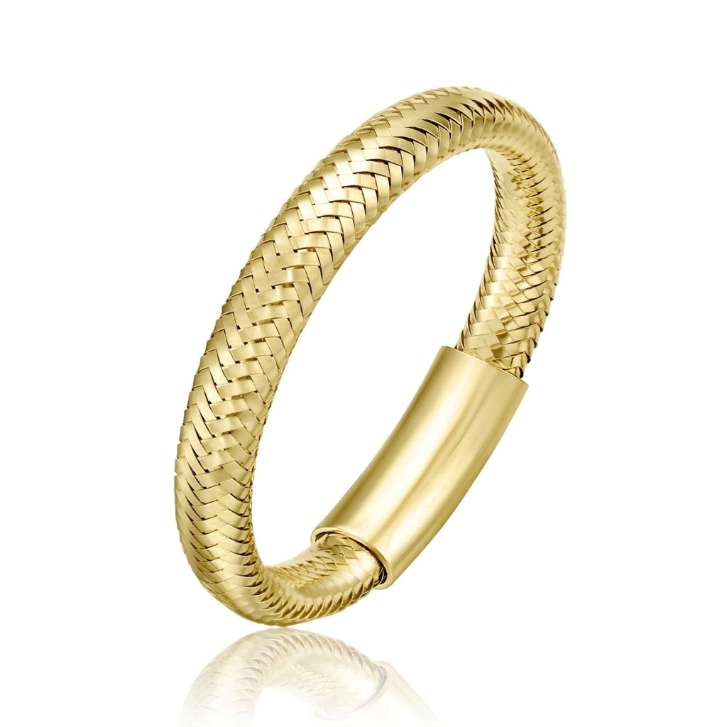 Flexible Sparkle Spring Stretch Mesh Ring in 14K Yellow Gold