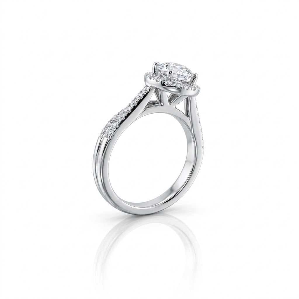 ROUND LAB-GROWN DIAMOND BRIDAL RING SET | 1CT CENTER | 14K WHITE GOLD | LGR15451-150BR - Brownee Jewelers