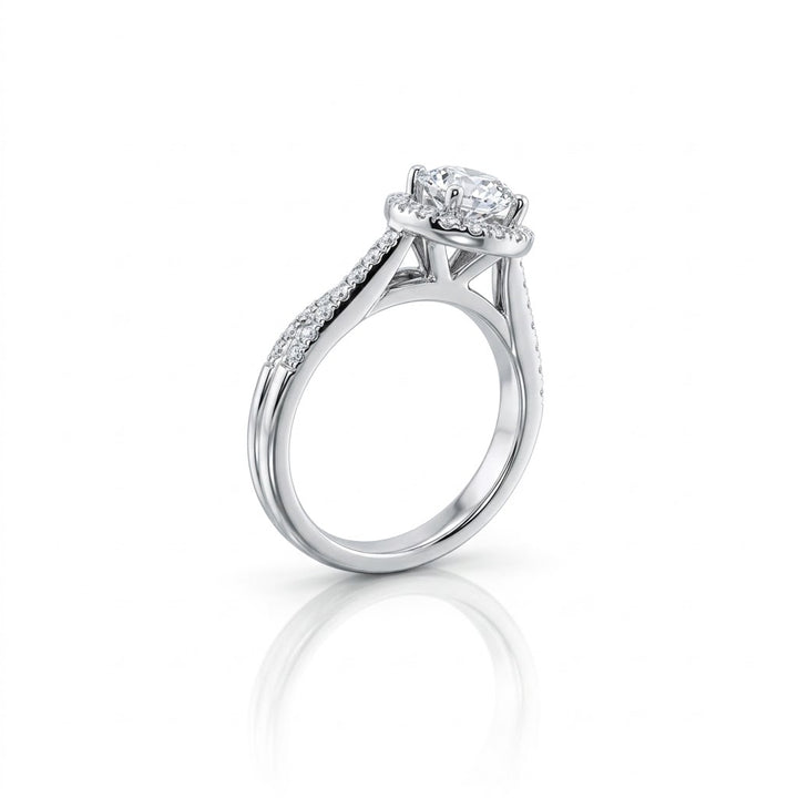 ROUND LAB-GROWN DIAMOND BRIDAL RING SET | 1CT CENTER | 14K WHITE GOLD | LGR15451-150BR - Brownee Jewelers