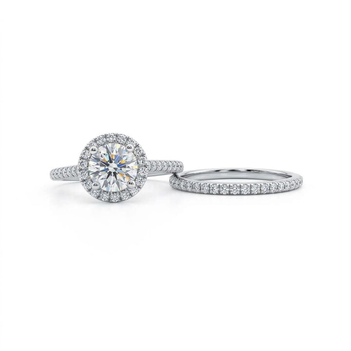 ROUND LAB-GROWN DIAMOND BRIDAL RING SET | 1CT CENTER | 14K WHITE GOLD | LGR15451-150BR - Brownee Jewelers