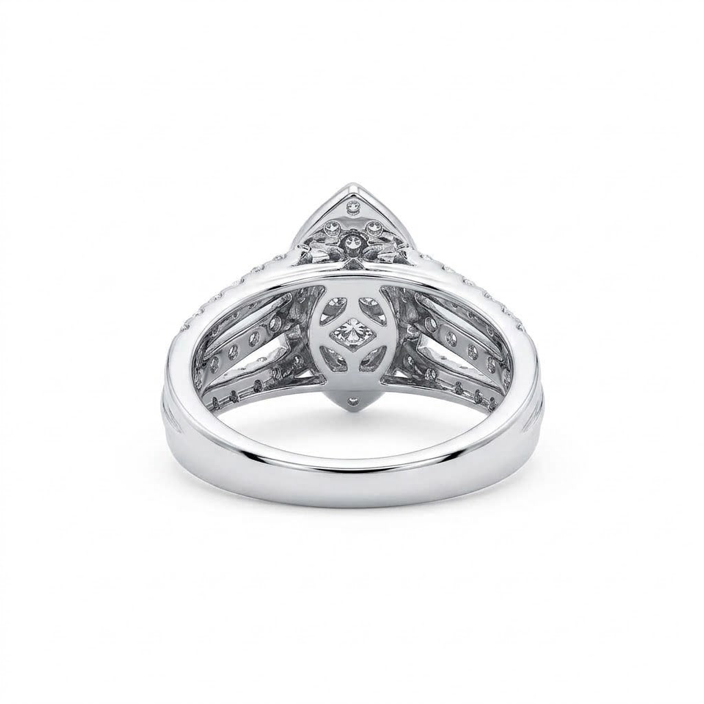 MARQUISE-SHAPED ROUND DIAMOND CLUSTER RING | 10K WHITE GOLD | SKR28982-150CH - Brownee Jewelers