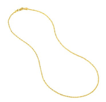 10kt 1.56mm diamond cut rope chain 