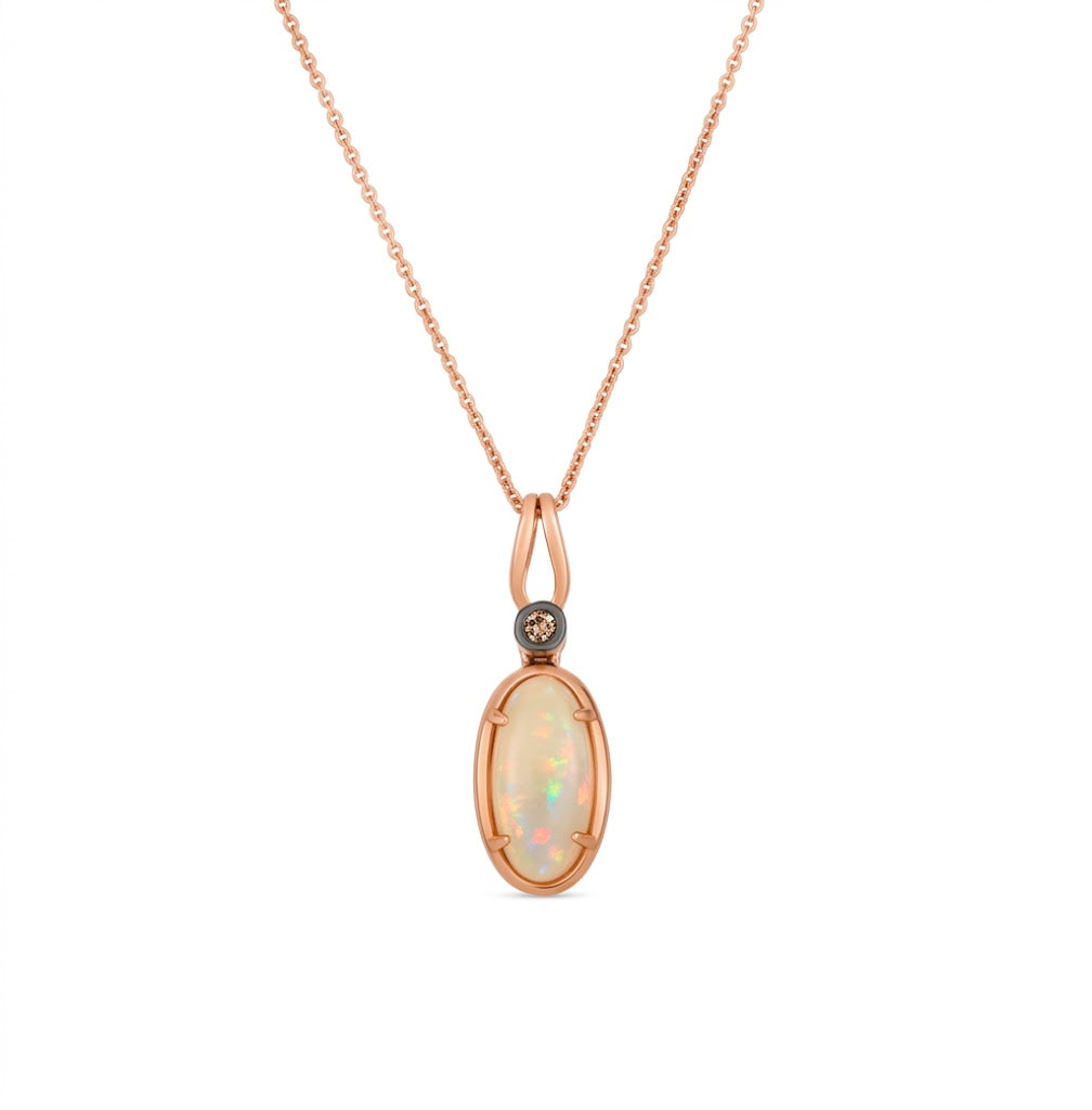 LeVian | Oval Opal Pendant Necklace | 14K Rose Gold | 1.20 ct Opal, 0.03ct Diamond | BVXV 44 - Brownee Jewelers