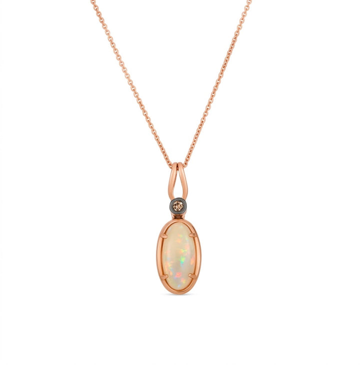 LeVian | Oval Opal Pendant Necklace | 14K Rose Gold | 1.20 ct Opal, 0.03ct Diamond | BVXV 44 - Brownee Jewelers