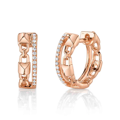 Diamond Link Huggie Earrings