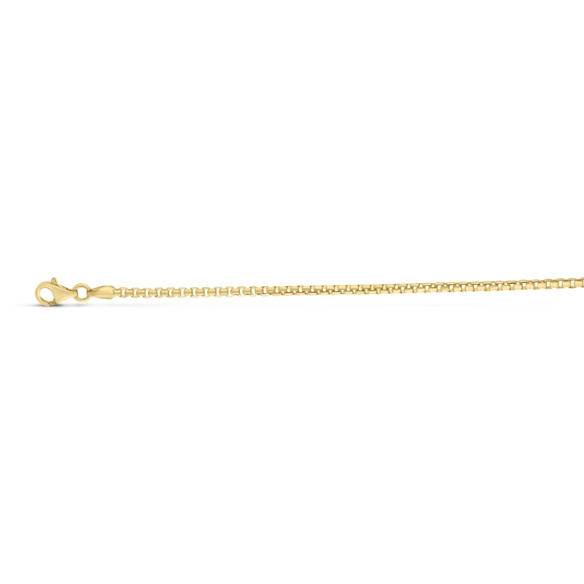 18 Inch Yellow Gold-Plated Sterling Silver Round Box Chain Necklace with a 2.1 Millimeter Width and a Lobster Clasp