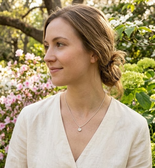 Sterling Silver Rhodium-Plated Beaded Necklace with a 9MM Round Cubic Zirconia Pendant