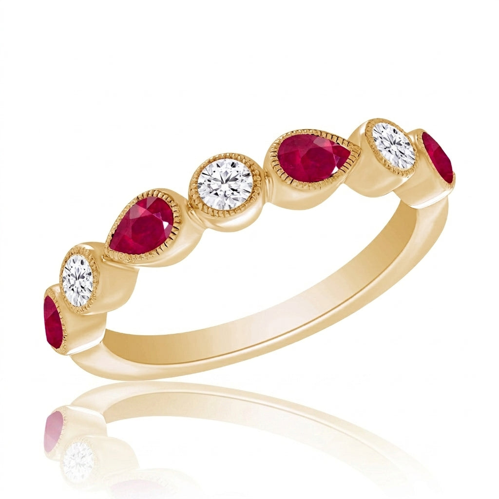 Created Ruby & Lab-Grown Diamond Alternating Band Ring