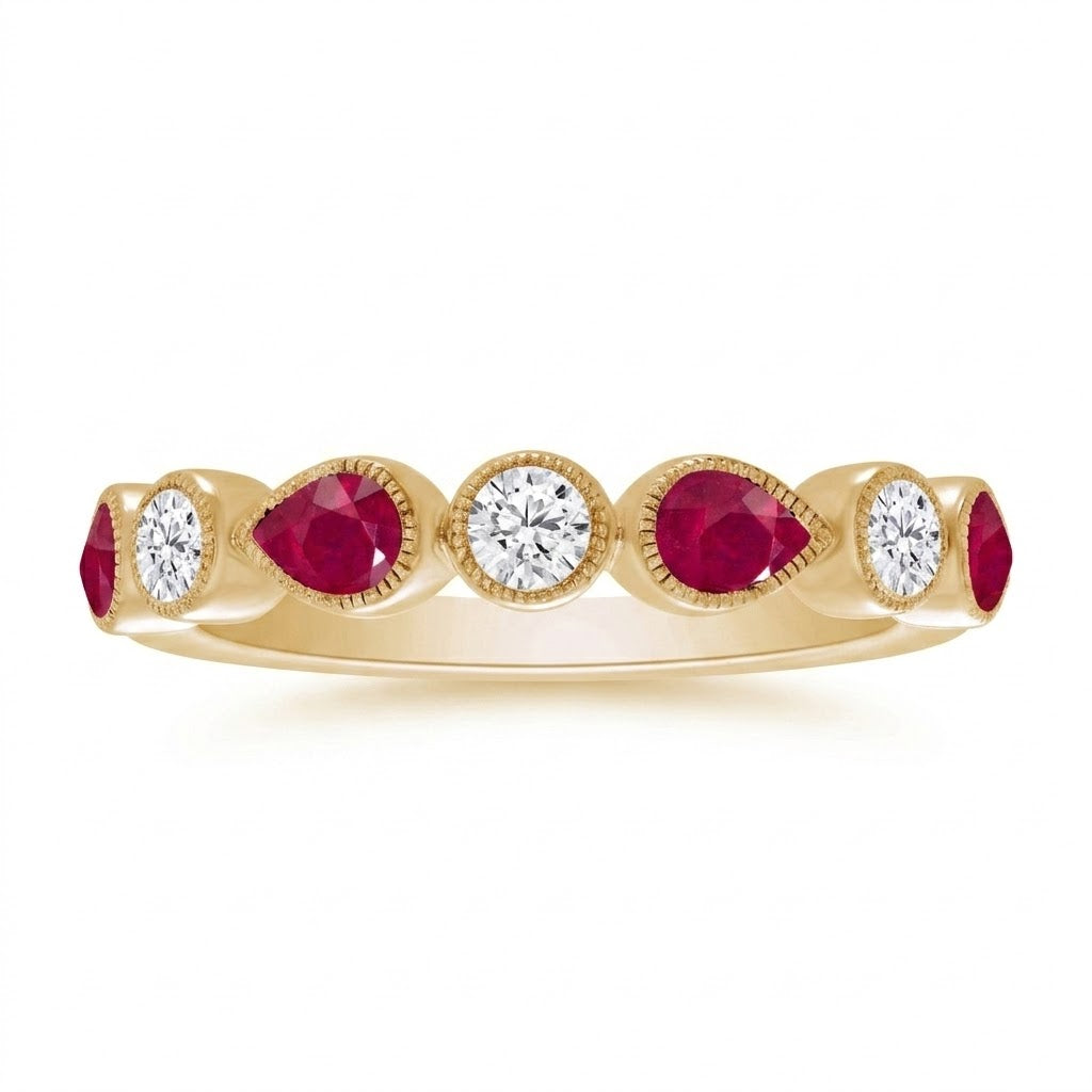 Created Ruby & Lab-Grown Diamond Alternating Band Ring