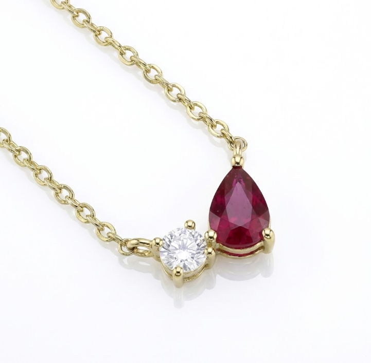 Ruby & Diamond Pear Necklace