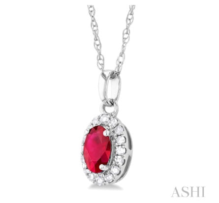 Ruby Diamond Halo Pendant