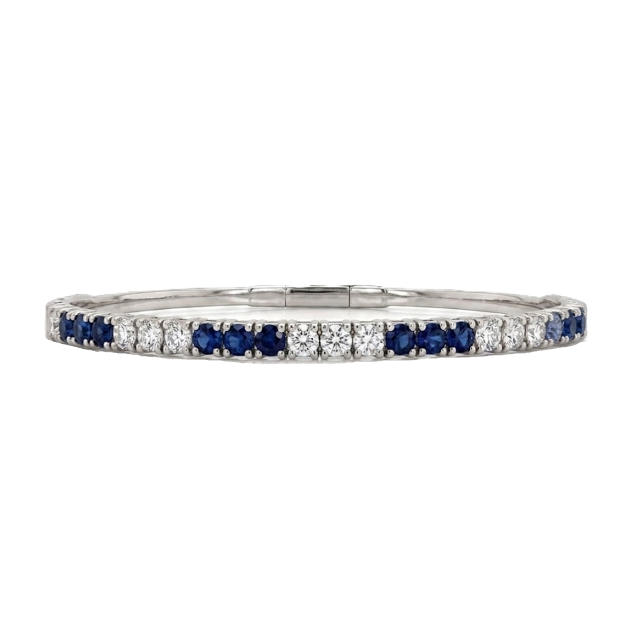  1.28 CTW Diamonds & 1.72 CTW Blue Sapphires Flex Bangle