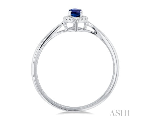 Sapphire & Diamond Halo Ring, 0.07 ctw