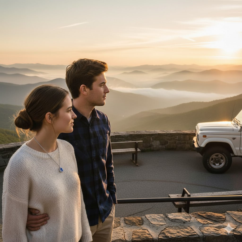 14K White Gold .90ct Pear-Shape Sapphire & .08ct Diamond Halo Pendant