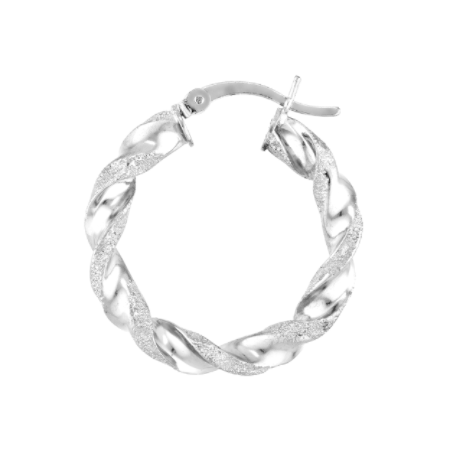 25 Millimeter Satin Twist Hoop Earrings in Rhodium-Plated Sterling Silver