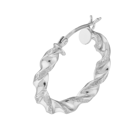 25 Millimeter Satin Twist Hoop Earrings in Rhodium-Plated Sterling Silver
