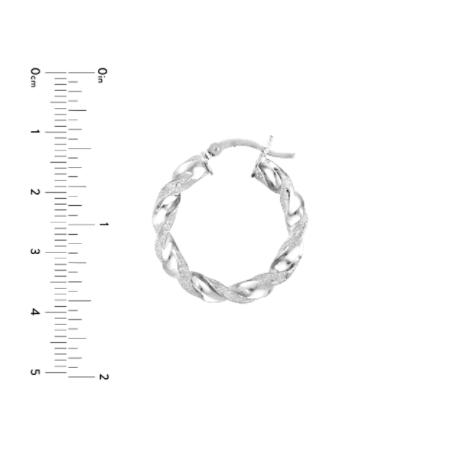 25 Millimeter Satin Twist Hoop Earrings in Rhodium-Plated Sterling Silver