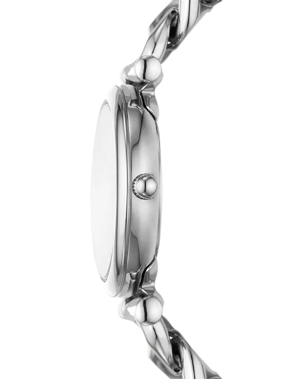 Carlie Mini Three-Hand Watch | Fossil | Stainless Steel | Chain-Link Bracelet | Silver Dial - Brownee Jewelers