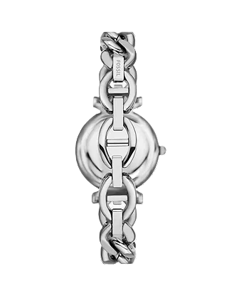 Carlie Mini Three-Hand Watch | Fossil | Stainless Steel | Chain-Link Bracelet | Silver Dial - Brownee Jewelers
