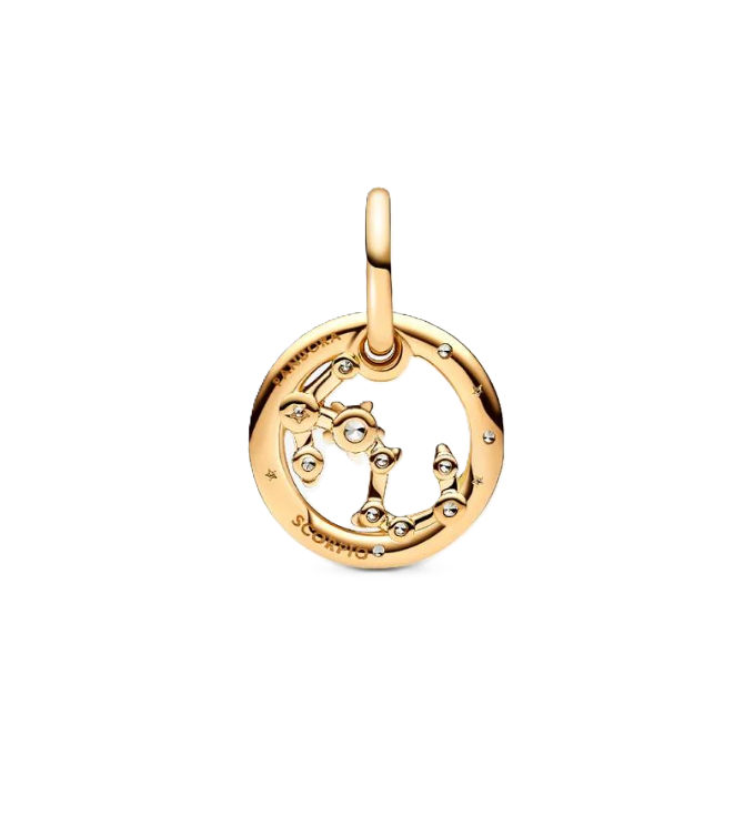 Pandora Scorpio Zodiac Dangle Charm in Sterling Silver with 14K Gold Plating and Cubic Zirconia Accents