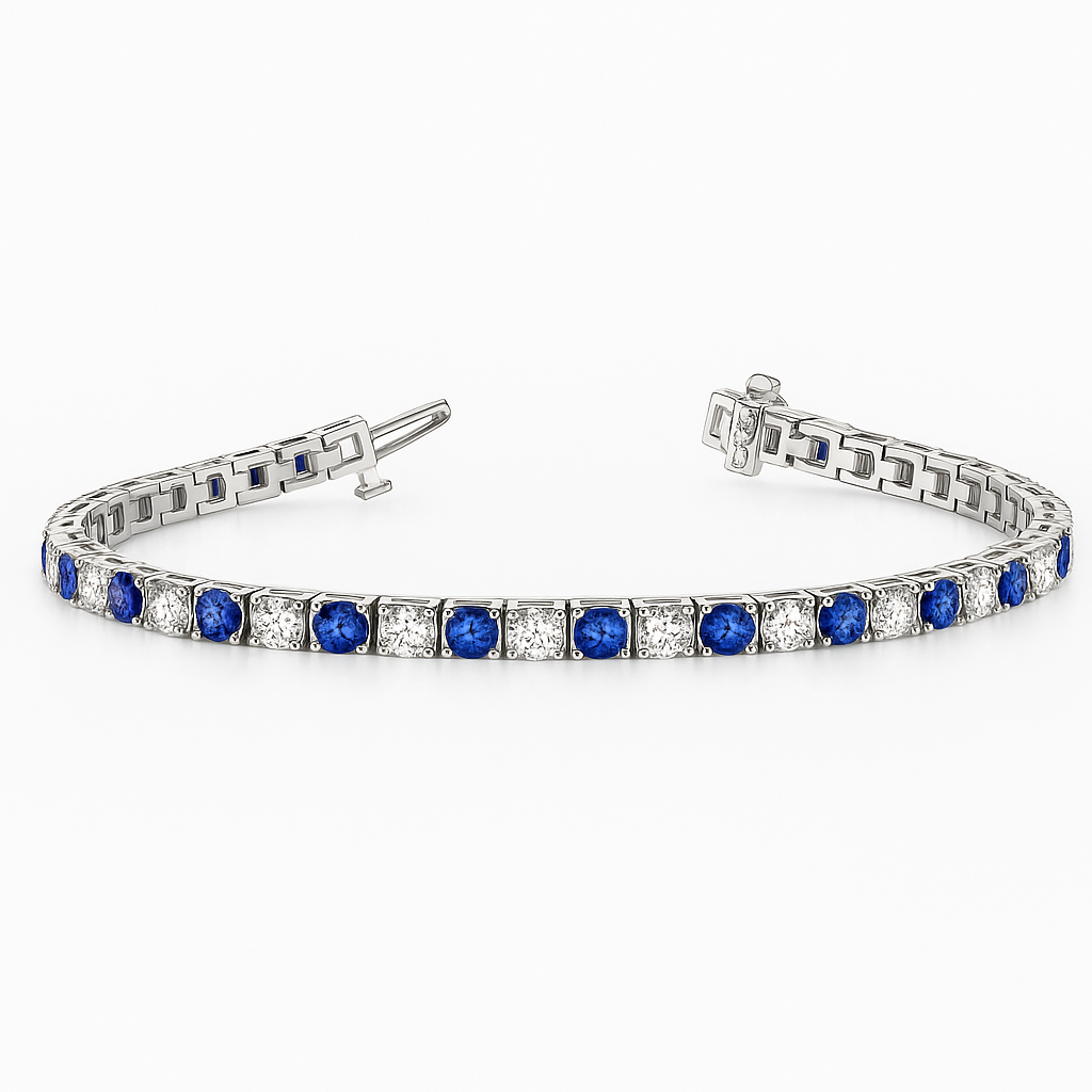 LG Sapphire & Diamond Tennis Bracelet 