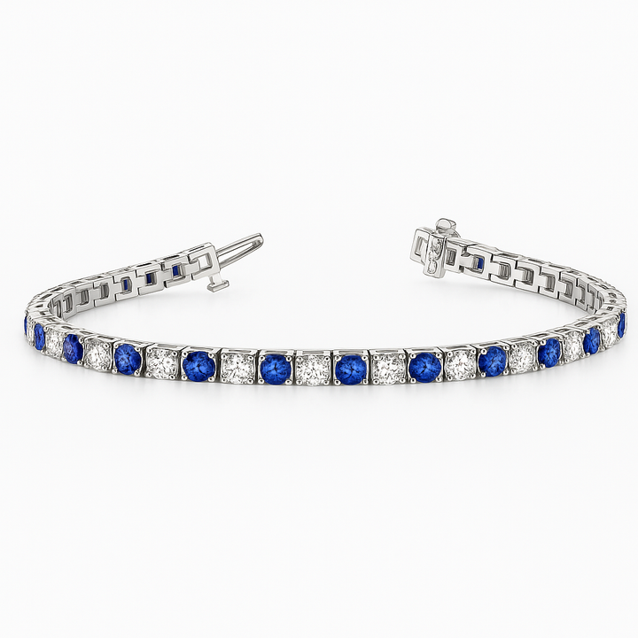 LG Sapphire & Diamond in-line Tennis Bracelet 