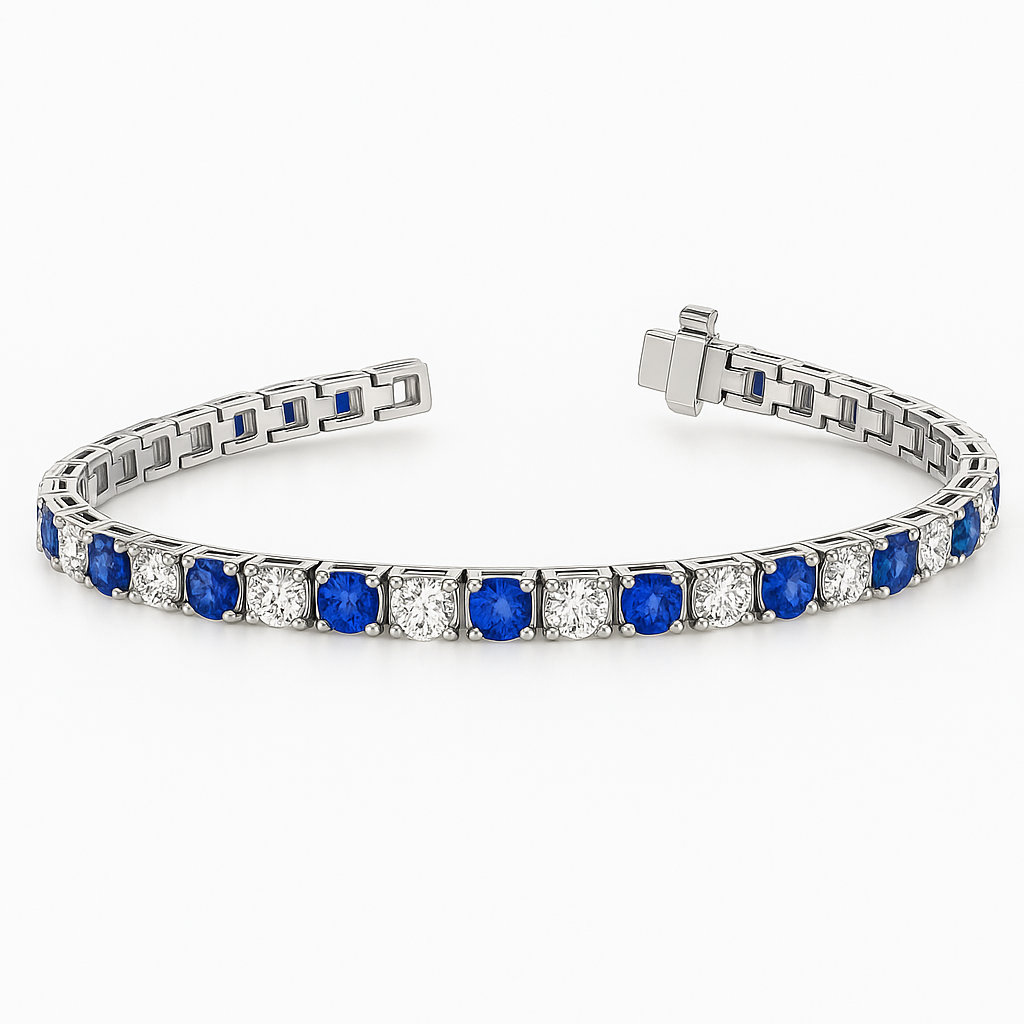 LG Sapphire & Diamond in-line Tennis Bracelet 