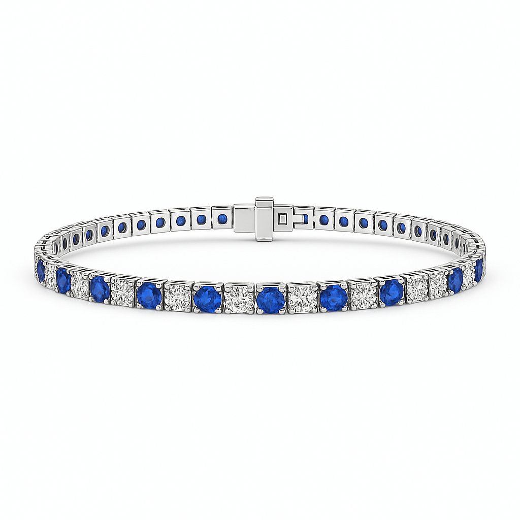 LG Sapphire & Diamond Tennis Bracelet 
