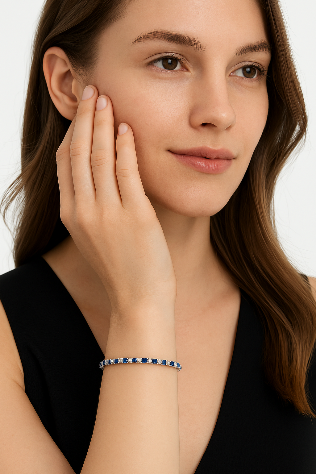 LG Sapphire & Diamond in-line Tennis Bracelet 