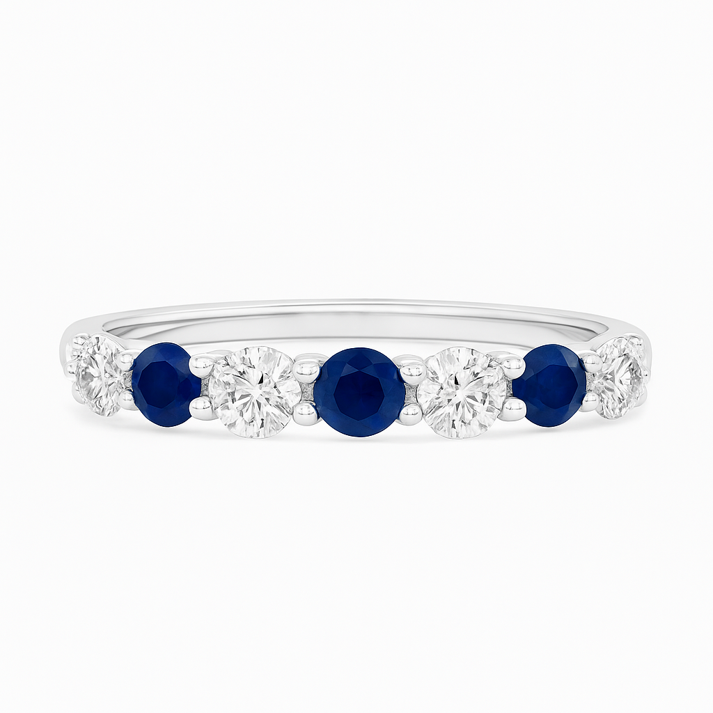 7 stone ring alternating Sapphire and Diamond LG