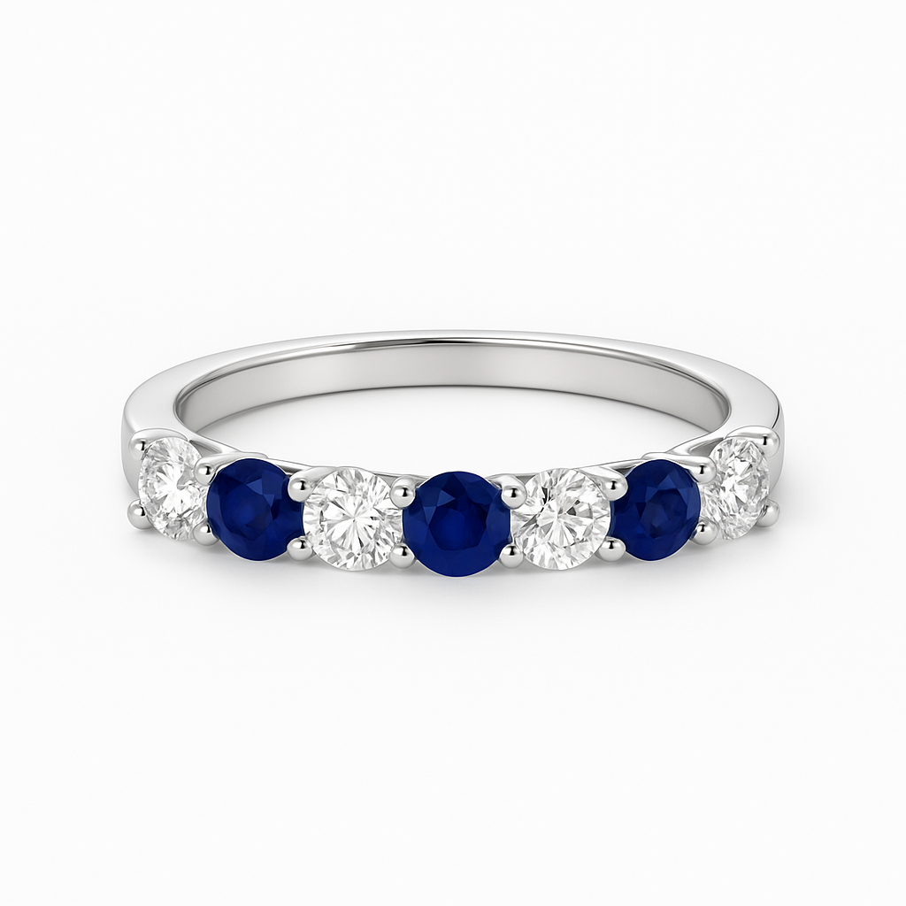 7 stone ring alternating Sapphire and Diamond LG