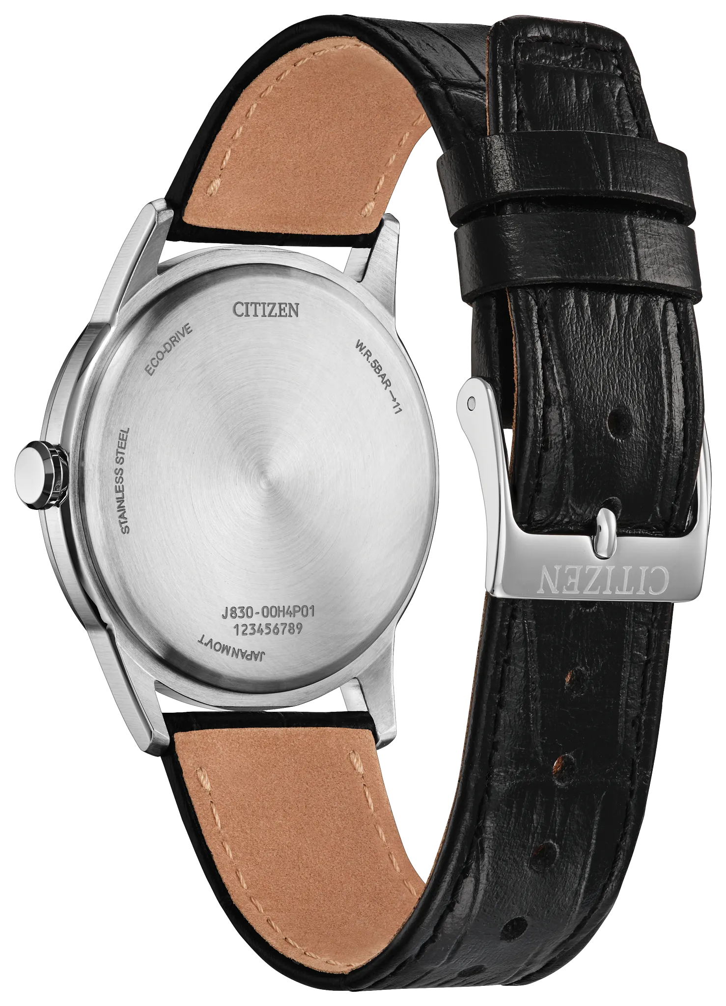 Citizen Unisex Eco-Drive Solar-Powered Watch with a Blue Dial and a Black Leather Strap