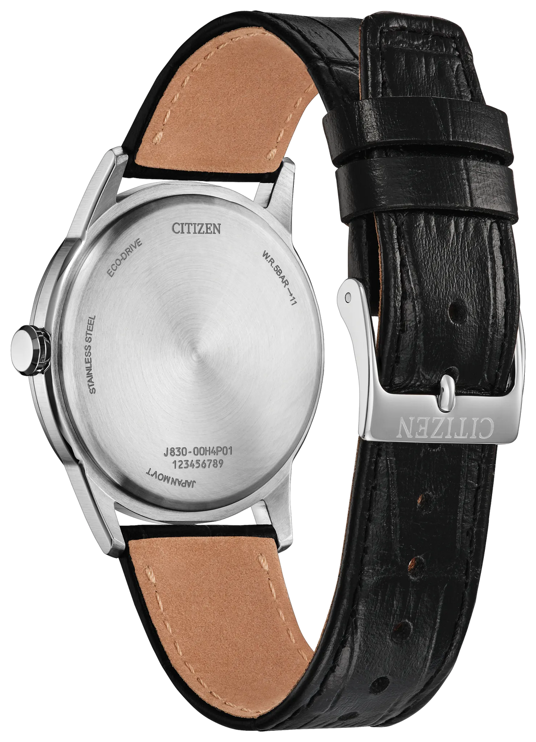 Citizen Unisex Eco-Drive Solar-Powered Watch with a Blue Dial and a Black Leather Strap