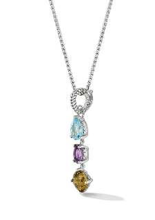 Sterling silver multi gemstone drop necklace 