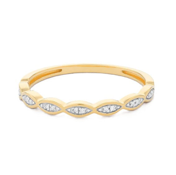 Soak In The Sea Breeze | Diamond Marquise-Set Stackable Ring | Gold Plated / Sterling Silver | Size 6 Band Ring - Brownee Jewelers