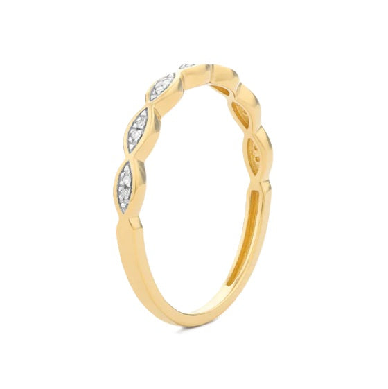 Soak In The Sea Breeze | Diamond Marquise-Set Stackable Ring | Gold Plated / Sterling Silver | Size 6 Band Ring - Brownee Jewelers
