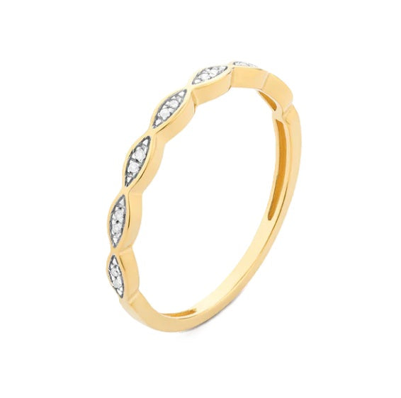 Soak In The Sea Breeze | Diamond Marquise-Set Stackable Ring | Gold Plated / Sterling Silver | Size 6 Band Ring - Brownee Jewelers