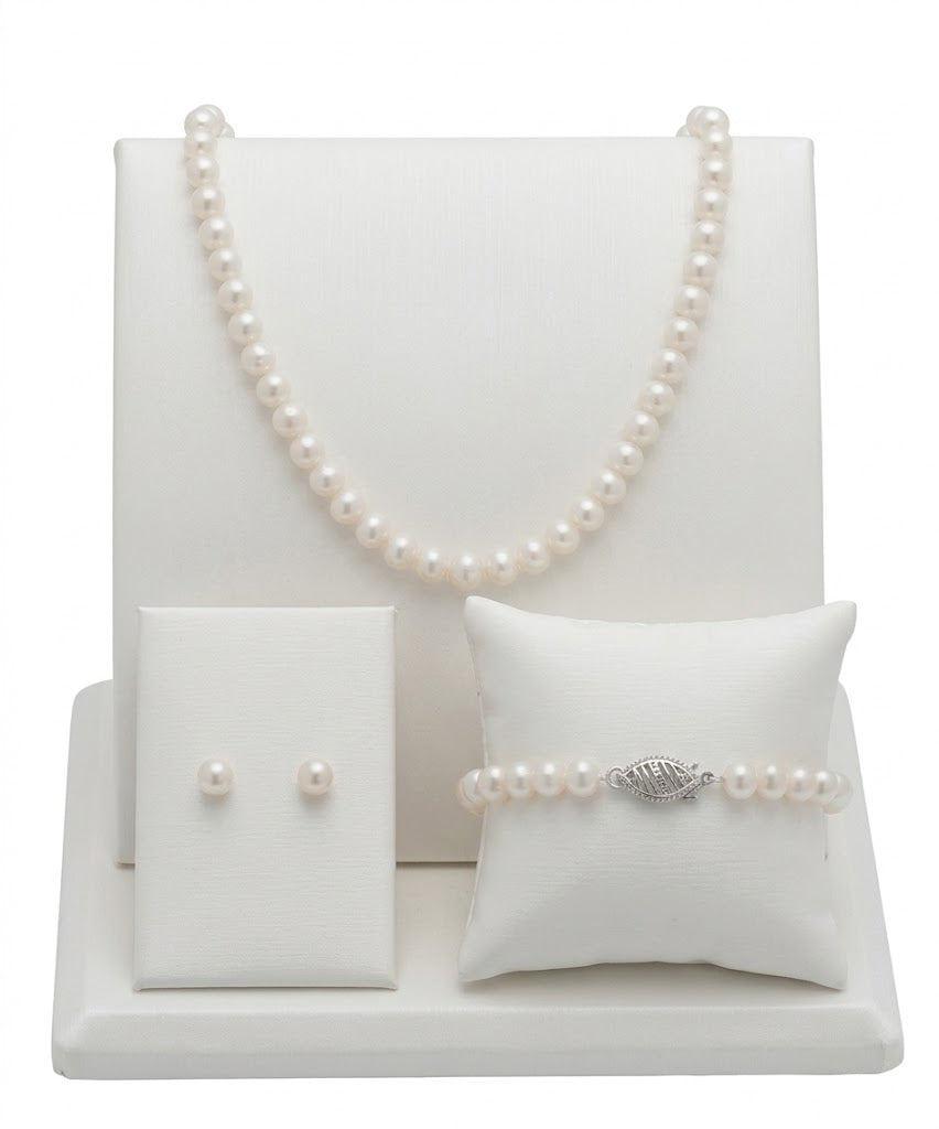 Freshwater Pearl Jewelry Set | Sterling Silver | 18 Inch Necklace, 7.5 Inch Bracelet & Pearl Stud Earrings | 646062/FW-BXD - Brownee Jewelers