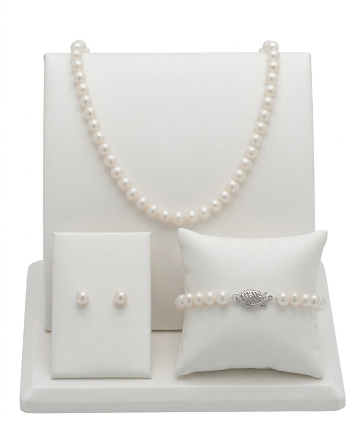 Freshwater Pearl Jewelry Set | Sterling Silver | 18 Inch Necklace, 7.5 Inch Bracelet & Pearl Stud Earrings | 646062/FW-BXD - Brownee Jewelers