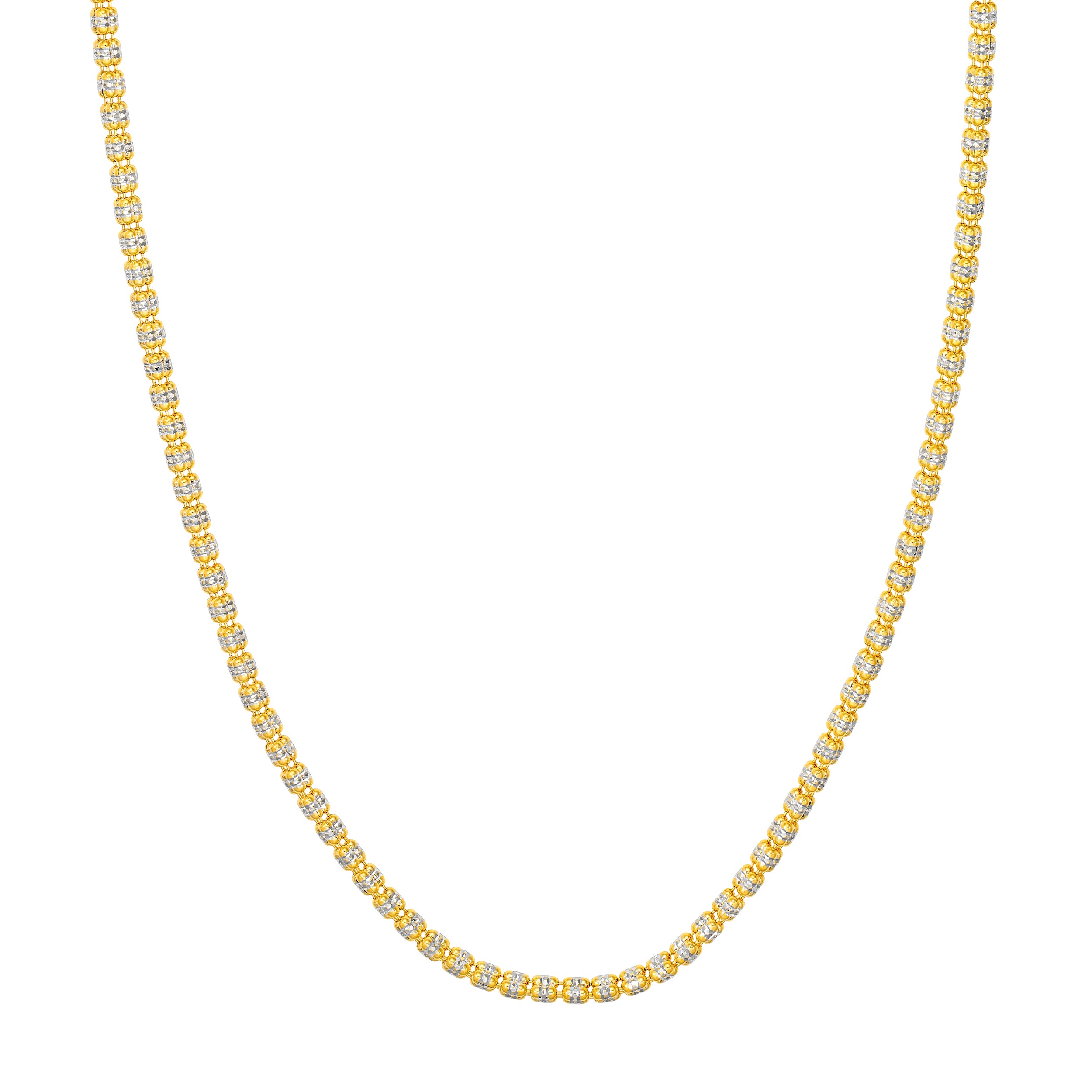 Stainless Steel Two-Tone Diamond-Cut Ice Chain Necklace 3.60mm 20 Inch