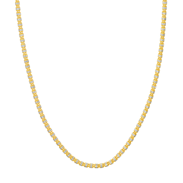 Diamond-Cut Pavé Ice Chain Necklace | Stainless Steel Two-Tone | Chain Necklace | 3.60mm Diamond-Cut Bead Design | 20 Inch - Brownee Jewelers