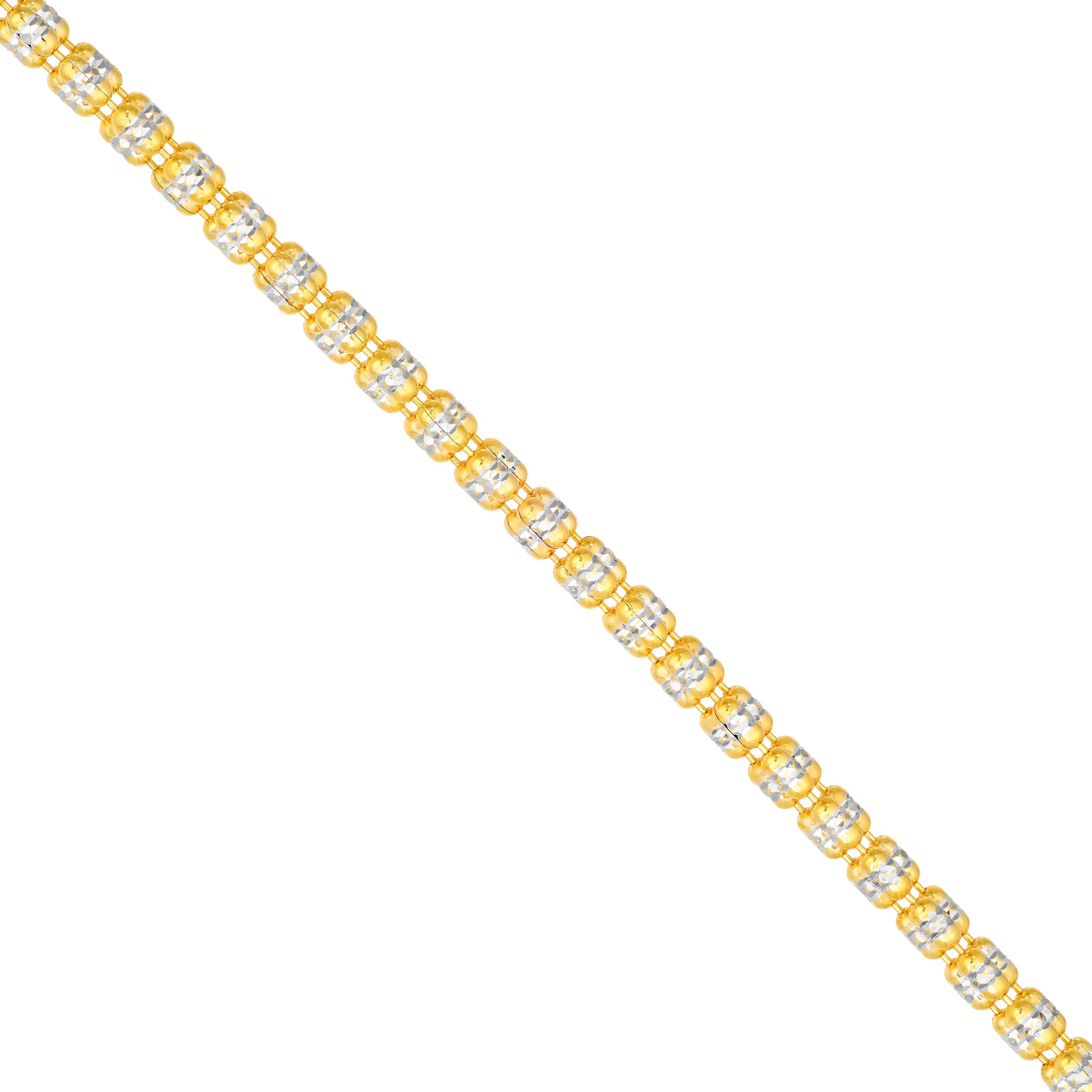 Stainless Steel Two-Tone Diamond-Cut Ice Chain Bracelet 3.60mm 7 Inch